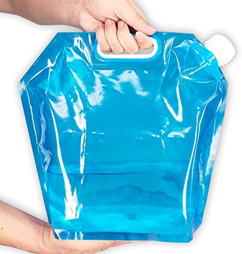 iNeith Collapsible Water Container 5L 10L Foldable Plastic Water Bag Carrier Folding Water Tank for Sport Camping Hiking Riding Mountaineer Blue Transparent Food Grade