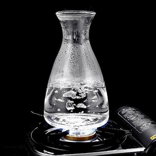 JIAQI 51 Ounces Water Drip-free Carafe with Stainless Steel Flow Lid, Borosilicate Glass Water Pitcher for Hot/Cold Water, Coffee, Ice Tea,Juice Beverage,Decanting and Serving Wine(FREE Brush+Coaster) - Thumbnail 5