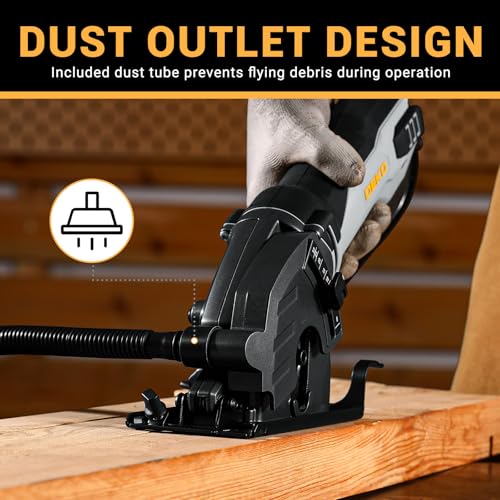 Mini Circular Saw 600W: DEKOPRO Compact Electric Circular Saws 5500 RPM with 3 Blades(85mm),Scale Ruler, Adjustable Depth to 27mm– Small Circular Saw Mini Saws for Wood, Soft Metal, Tile, Plastic