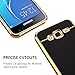 TabPow Galaxy J7 Slim Case, Electroplate Glossy Finish, Drop Protection, Shiny Luxury Case for Samsung Galaxy J7 J700 (2015) - Black Gold