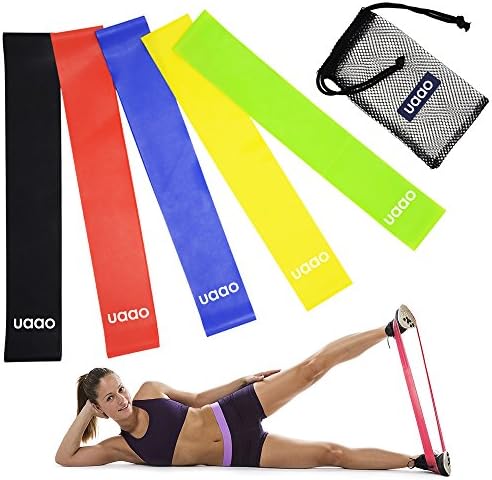 uaao Exercise Resistance Bands Set - Mini Loop Workout &amp; Fitness Heavy Home Equipment - Strength Training,Stretching And Weight Loss,Pilates,Yoga,Door Anchor - Resistance Bands For Legs And Butt