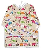 Pikababy Long Sleeved Bib Waterproof Bibs with pocket - 6 to 24 months baby girl and boy colors (Elephant)