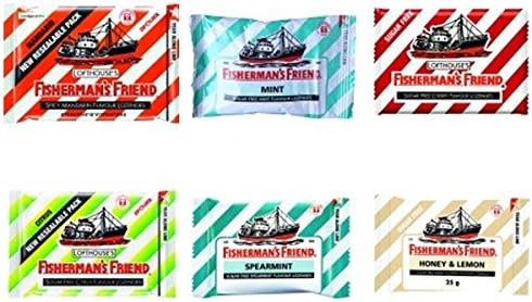 (25 G. X 6 Pcs) Fisherman Friend Sugar Free Candy Cherry+spearment+citrus+honey&amp;lemon+mandarin+mint