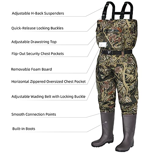 RUNCL Chest Waders with Boots Fishing Waders WaistHigh Waders Updated 400D Nylon Outer