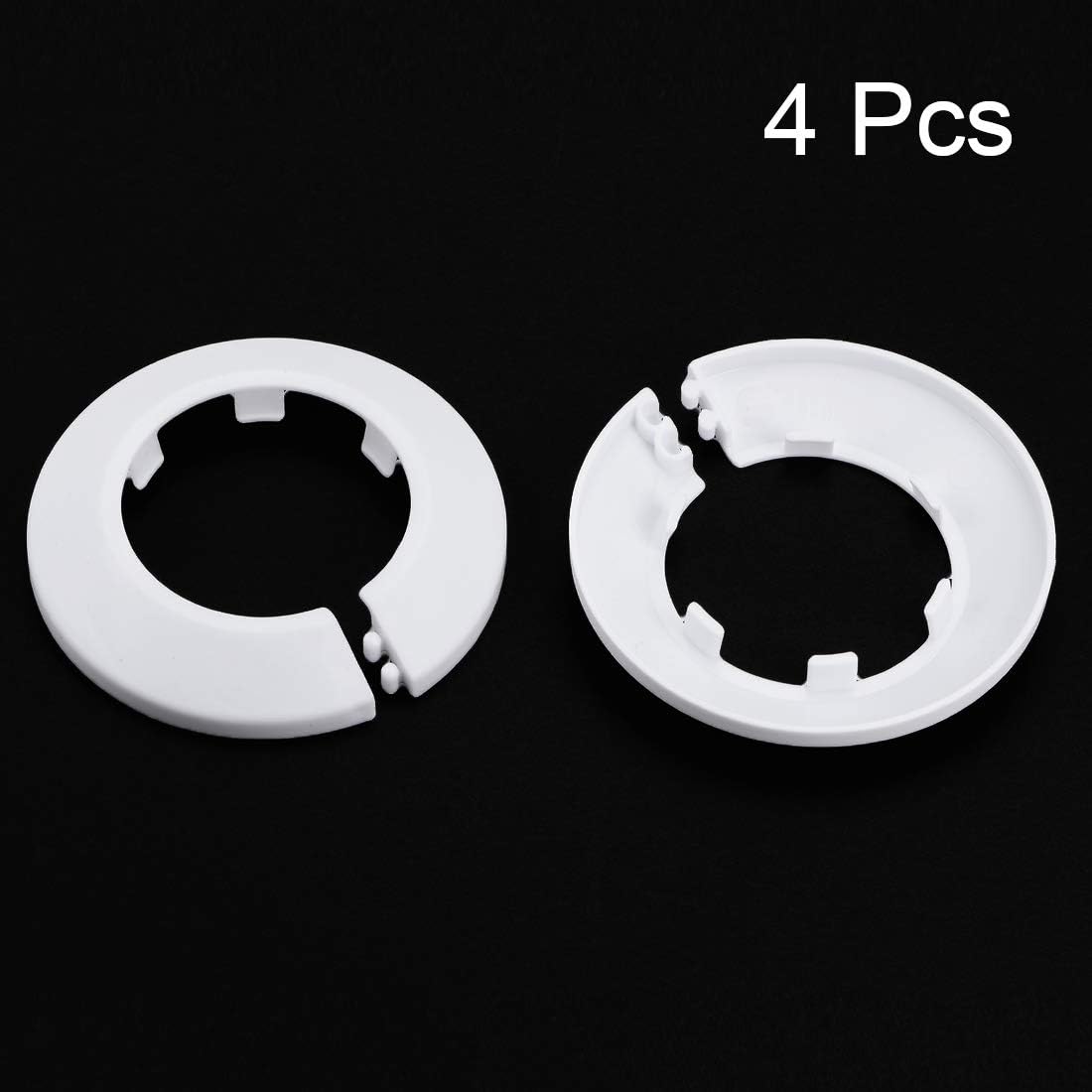 sourcing map 43-44mm Pipe Cover Decoration PP Plastic Water Pipe Escutcheon White 4pcs, 44 mm - Image 3