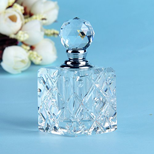 H&D Clear Cubic Carved Decor Refillable Perfume Bottle