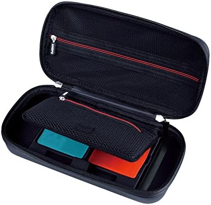 ANGPO for Nintendo Switch Protector Kit with Large Capacity Travel Case and 2X Game Card and Micro SD Card Storage Case (2in1-PU-Red)