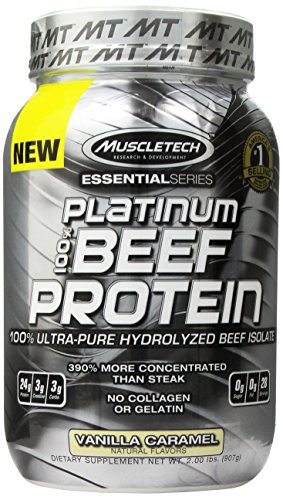MuscleTech Platinum 100% Beef Protein, Ultra-Pure Hydrolyzed Beef Isolate, Vanilla Caramel, 2.0 lbs (907g)