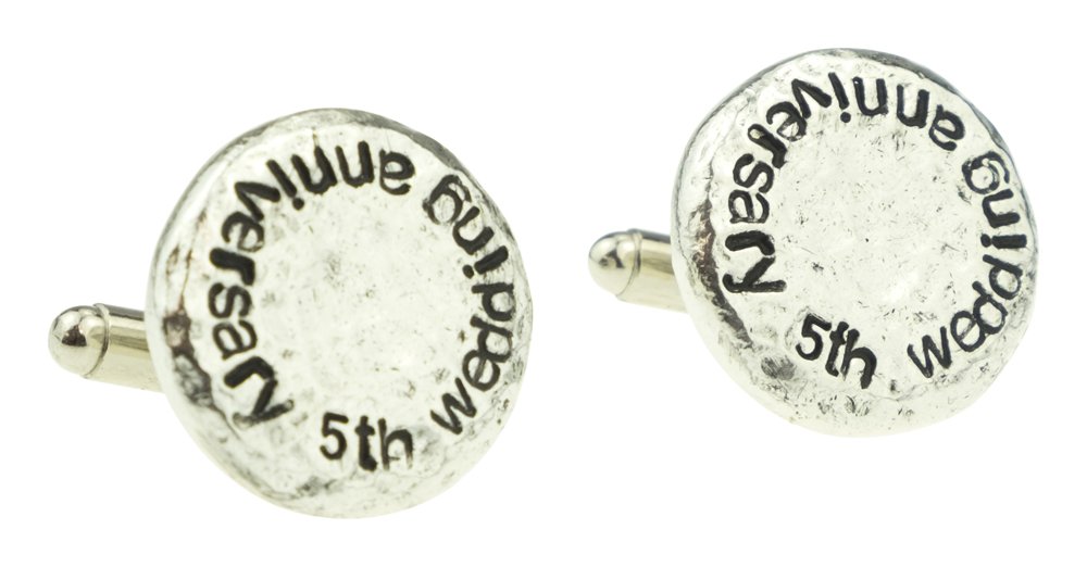 5th Wedding Anniversary Hammered Cuff-links for Husband, 5th Anniversary Gift Idea & Keepsake