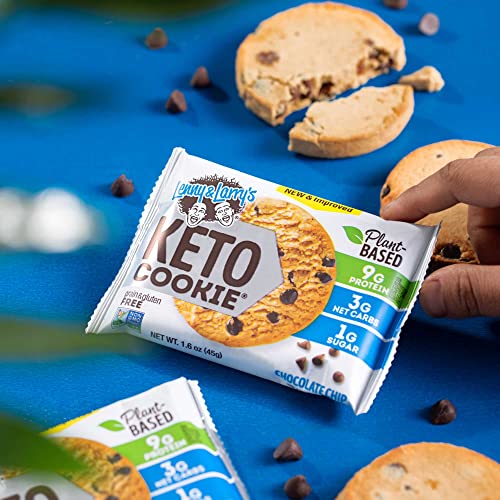LENNY & LARRY’S COOKIE, CHOCOLATE CHIP, SOFT BAKED, 9G PLANT PROTEIN, 3G NET CARBS, VEGAN, NON-GMO, 1.6 OUNCE COOKIE (PACK OF 12) – PACKAGING MAY VARY