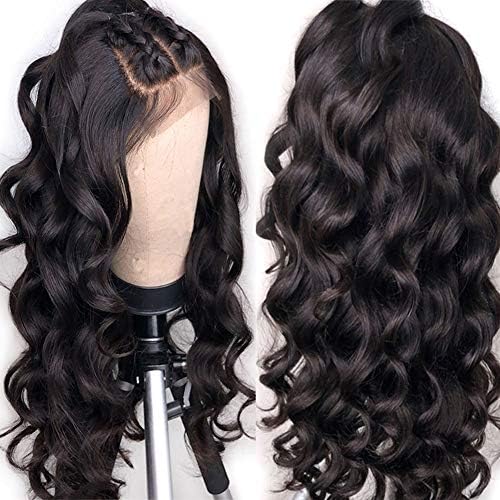 Human Hair Wigs for Black Women Remy Brazilian Human Hair Wigs Glueless Full Lace Wigs Human Hair with Baby Hair Body Wave Full Lace Human Hair Wigs Pre Plucked 9A Full Lace Wig Curly 130% Density 12"