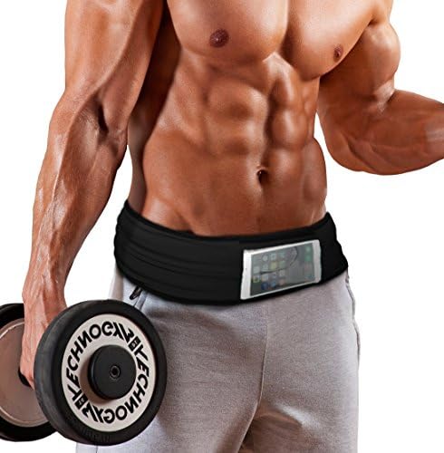 Running Waist Belt with Touchscreen Phone Case for Workout – Fits iPhone 6 / 7 and Most Phones –More Lightweight, Snug, and Stylish than Fanny Pack – Holder for Keys, Cards, Cash(Black, X-Large)