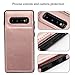 MMHUO Galaxy S10 Wallet Case, Premium PU Leather Galaxy S10 Case with Credit Card Holder Double Magnetic Buttons Flip Shockproof Protective Cover for Samsung Galaxy S10 6.1 Inch (2019) - Rose Gold