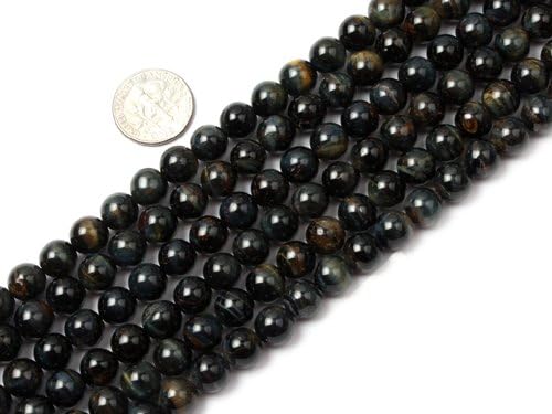 8mm Round Blue Tiger Eye stone beads strand 15"