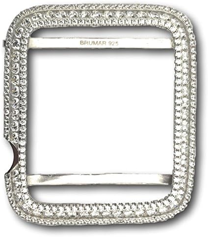 Series 1 Apple Watch Bezel Case Rhodium Plated Silver 925 Lab Diamonds 38mm