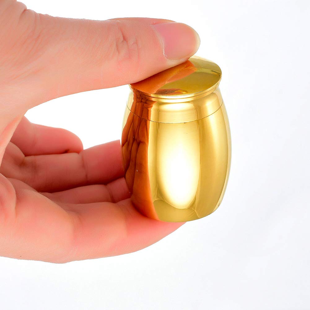 W/W Lifetime Mini Keepsake Urns for Pet Dog Cat Ashes, 18K Gold Plated High Polish Stainless Steel-Always in My Heart(Gold)