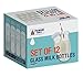 Premium Vials, 11 Oz Glass Milk Bottle Set of 12 - Includes Reusable White Lids and Straws (12)