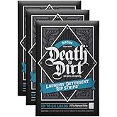 Death to Dirt Laundry Detergent Sheets, 192 Loads, Tough on Stains and Odors, Gentle on Skin and Fabric, Plant-Based & Eco-Friendly, RipTide Ocean Scent, 32ct (3 Pack)