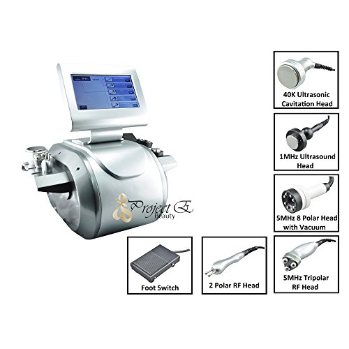 Project E Beauty Cavitation Tripolar Multipolar Bipolar Radio Frequency Vacuum Ru+5 Machine - Silver - 26.3x24.4x20