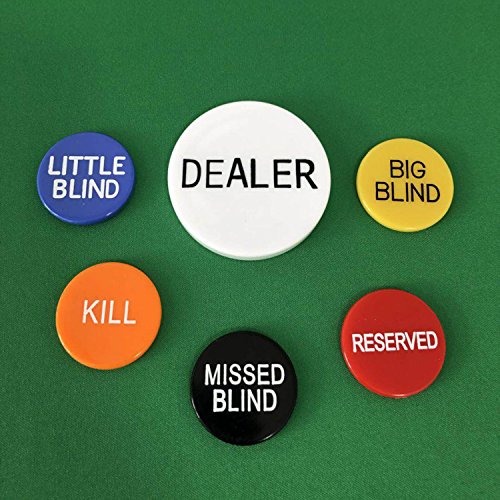 YH Poker Set of 6 Professional Casino Texas Holdem Poker Dealer Buttons