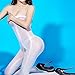 White Color QueensHot Sexy Erotic Silky Shiny Lingerie Babydoll Teddy Tube Body Catsuit Stocking Tigh-High,White,Large