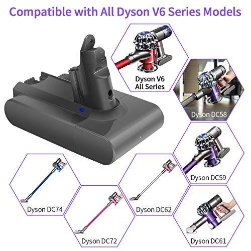 Keenstone® Akku Ersatzakku für Dyson V6. 3800 mAh Dyson V6 Li-Ionen Akku 595 650 770 880 DC58 DC59 DC61 DC62 Animal DC72 DC74 Handheld Serie 21.6V 3800 mAh - Geschenk+ 1pcs Filter