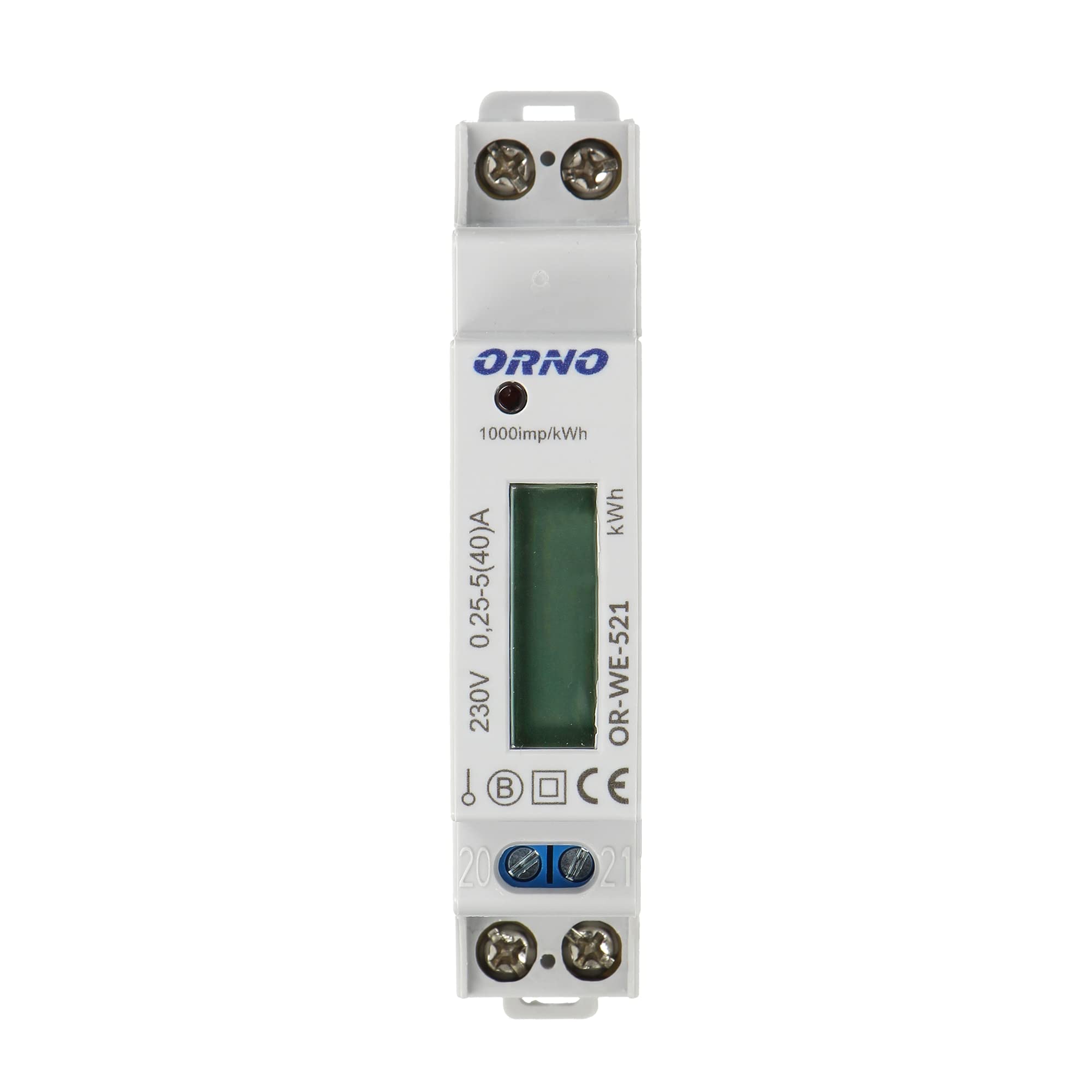 Orno WE-521 LCD Digital AC Meter 1 Phase Display Power Consumption with MID Certificate and Pulse Output (with Backlight)