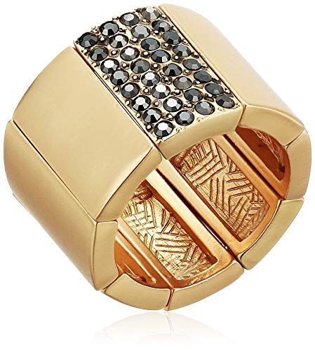 T Tahari Women's Stretch Cigar Band Ring, Gold, Expandable