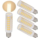 Ulight E12 led bulb Candelabra light bulbs 6W 650lm, jd e12 120V 60-75W halogen bulb replacement warm white for ceiling fan lighting, chandelier bulbs Pack of 4 (60W Warm White 3000K)