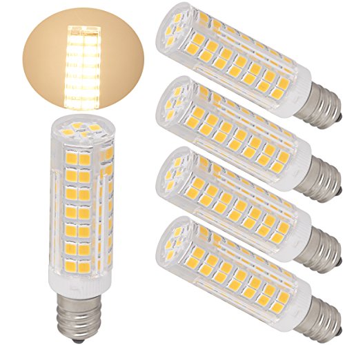 Ulight E12 led bulb Candelabra light bulbs 6W 650lm, jd e12 120V 60-75W halogen bulb replacement warm white for ceiling fan lighting, chandelier bulbs Pack of 4 (60W Warm White 3000K)