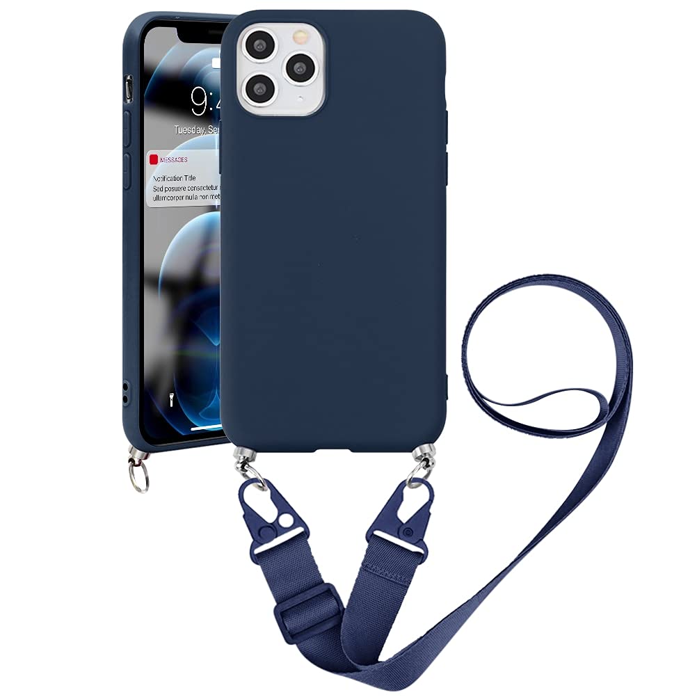 Yoedge Crossbody Case for Apple iPhone 13 Pro Max with Adjustable Detachable Lanyard Neck Strap - Soft TPU Cell Phone Cover Compatible with iPhone 13 Pro Max [ 6.7" ], Dark Blue
