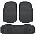 BDK MaxDuty Rubber Floor Mat for Car, SUV,Van & Truck - Super Heavy Duty Rubber , Trim to Fit & 3 Piece (Black)