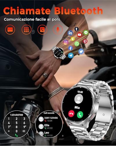 Smartwatch Uomo 1,52", Batteria da 1000 mAh, Chiamate Bluetooth