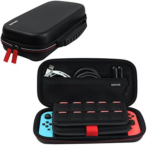 Game Console Carrying Case Premium Quality EVA Protective Hard Shell Case 2 Layers with 29 Cartridges Anti-Shock Large Accessories Storage Pouch for Accessories