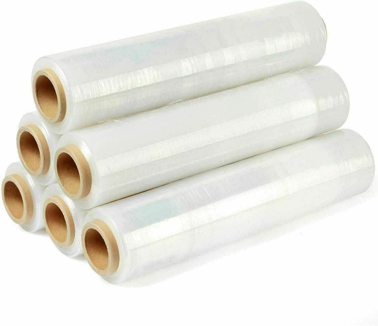 St@llion 400mm x 250m Clear Pallet Stretch Shrink Wrap Roll Parcel Packing Cling Industrial Film Wrap for Moving House Wrapping Pallets and Parcels (Pack of 6)