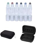 10PCS 10ml Clear Gemstone Roller Bottles & Carrying Case,Essential Oil Roll-on Bottles Glass Lip Balm Perfume Sample Vials with Gemstone Roller Ball and Silver Lids