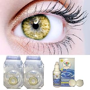Iconic Eye Monthly Colored Lenses with Zero Power (Hazel, 2 Lenses) + Multi Plus Solution, 30ml with Lens Storage Box…