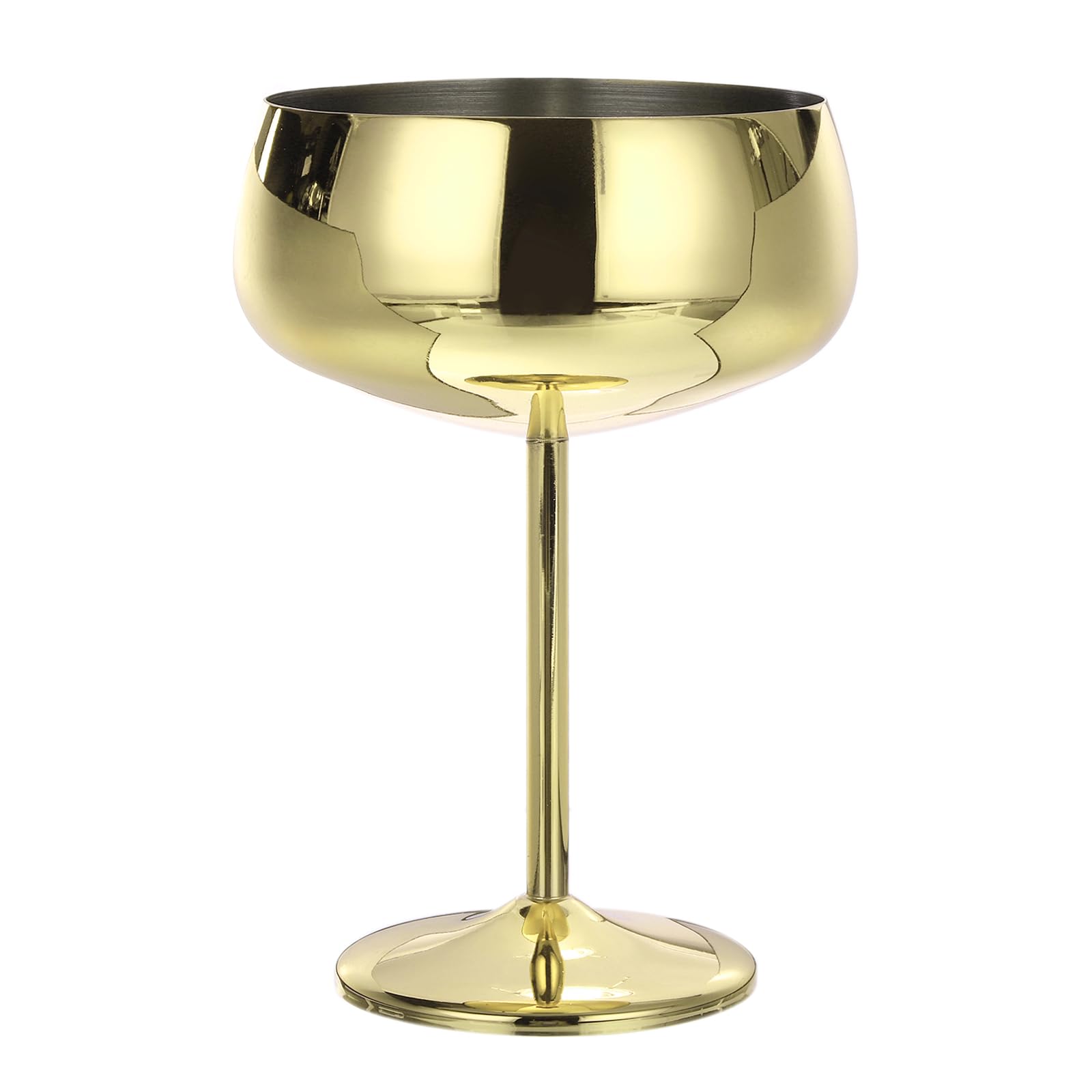 Uxcell Stainless Steel Martini Cocktail Glasses, 1Pcs 450ml/16 OZ Unbreakable Martini Glasses, Red Wine Glass Metal Shatter Proof for Wedding, Parties, Gift，Gold