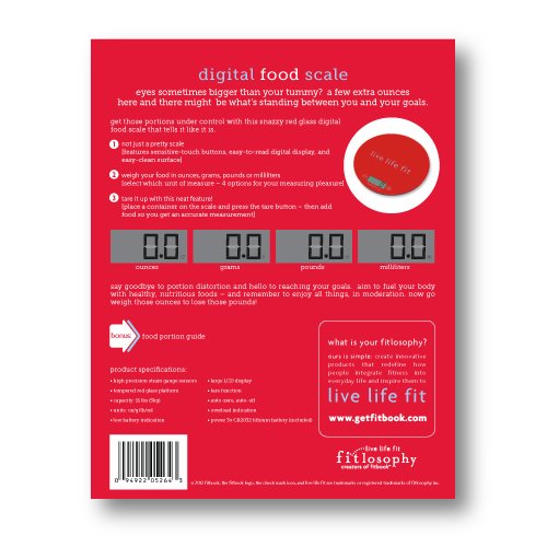 Fitlosophy Red Digital Kitchen Food Scale for Portion Control - Thumbnail 2