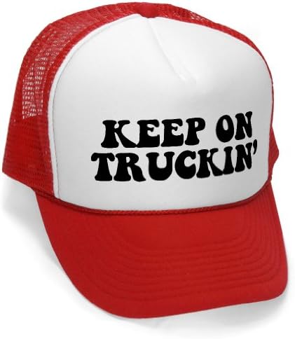 KEEP ON TRUCKIN' - joke gag funny party Mesh Trucker Cap Hat Cap, Red