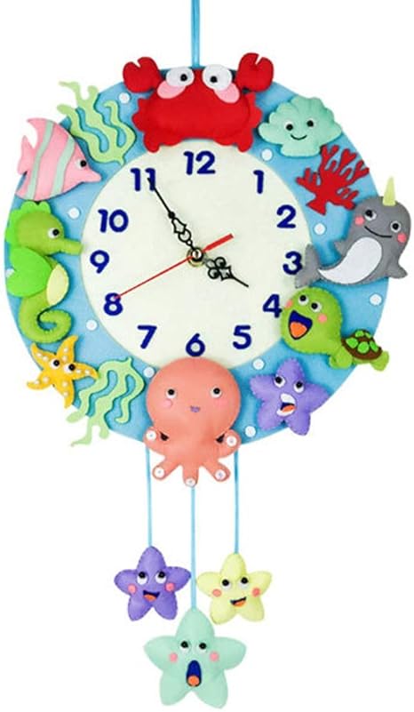 Amazon Co Jp Ammbous 不織布 手作り Diyの壁時計 かわいい マリンクロック 時計 掛け時計 かわいい掛け時計 自由裁断 不織布 幼稚園 子供部屋の掛け時計 ホーム キッチン