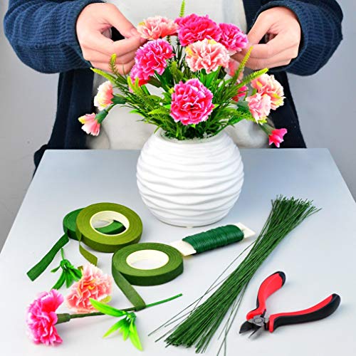 TIMESETL 8 Pack Floral Arrangement Tools Kit Include Wire Cutter, 3 Pack 26 Gauge Floral Stem Wire, 22 Gauge Floral Wire and 3 Roll Floral Tapes for Bouquet Stem Wrap Florist