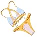Bikini Factory Women Sexy Brazilian Style Braid Halter Cut Out Bikini Bathing Suit (S, Yellow)