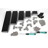 MakerBeam XL (15mmx15mm) Regular Starter Kit Black Anodized Including Beams, Brackets, Nuts and Bolts