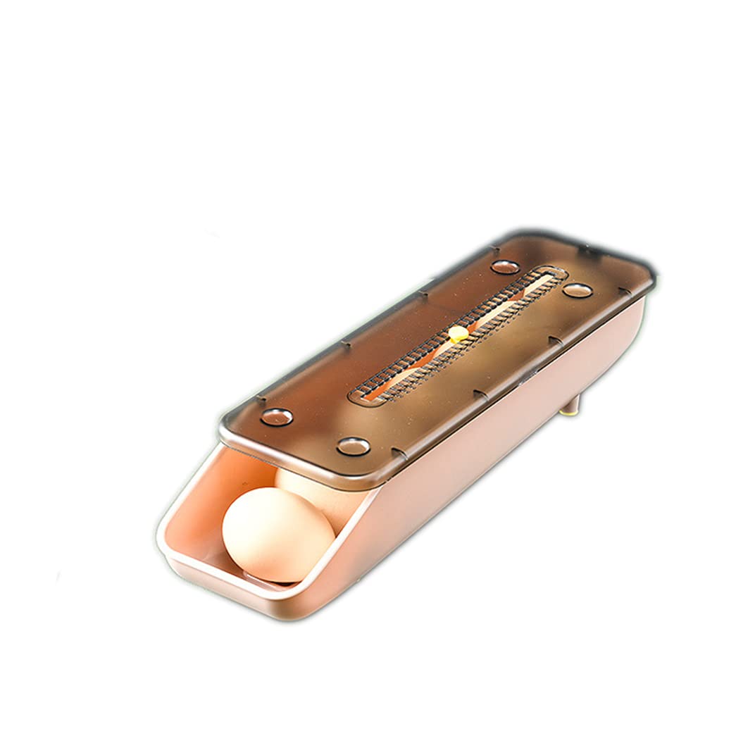 YYUNANG Automatic Rolling Egg Holder for Refrigerator Slide Design Egg Container for Refrigerator Plastic Egg Storage Box Chicken Egg Storage Container Egg Tray Holder for Household (Pink)…