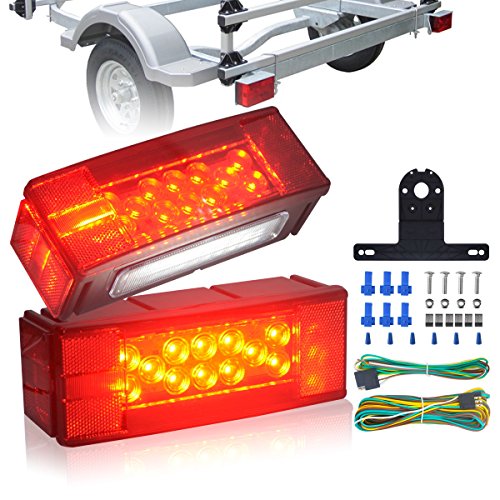 KASLIGHT Led Submersible Trailer Light Kit, IP68 Low Profile Led Waterproof Boat Trailer Lights Rectangular, Sealed Stop Turn License Brake Tail Lights For Trailer Boat Truck Marine Under 80″ KASLIGHT Led Submersible Trailer Light Kit, IP68 Low Profile Led Waterproof Boat Trailer Lights Rectangular, Sealed Stop Turn License Brake Tail Lights For Trailer Boat Truck Marine Under 80″
