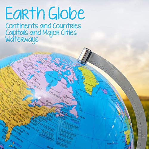 Illuminated Kids Globe with Stand – Educational Gift with Detailed World Map and LED Night Light (Power Cord Included)