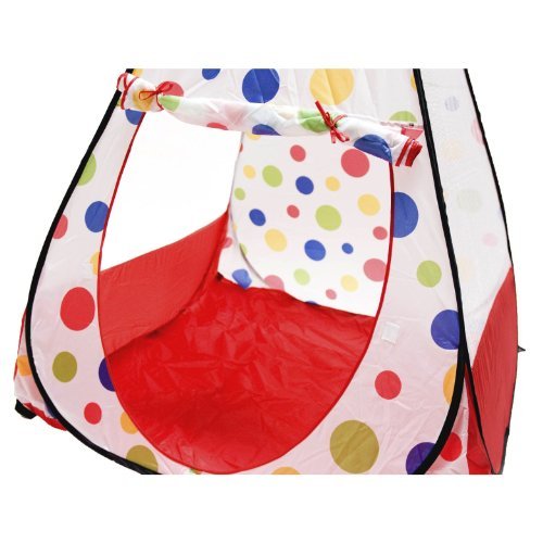 eWonderWorld Jumbo Red Polka Dot Teepee Twist Play Tent w/ Safety Meshing for Child Visibility & Tote Bag - Thumbnail 3