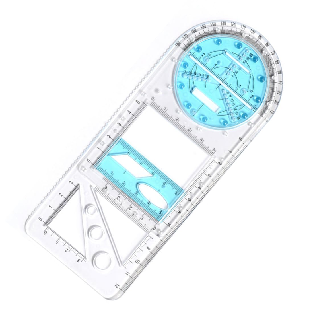 ZKSXOA 1pcs Multifunctional Geometric Ruler, Multi-Function Drawing Ruler, Elementary School Common Graphics Geometric Drawing Template Measuring Tool for School Supplies