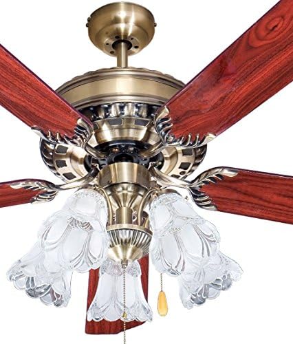 OL52066-R Fabulous Ocean Lamp Ceiling Fan Antique Brass 5-lights Fixture 2 Color Reversible Blades